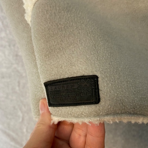 Lauren Ralph Lauren Size PL Grey Suede Like Fleece Sheerling Lined Vest Full Zip - Picture 6 of 9